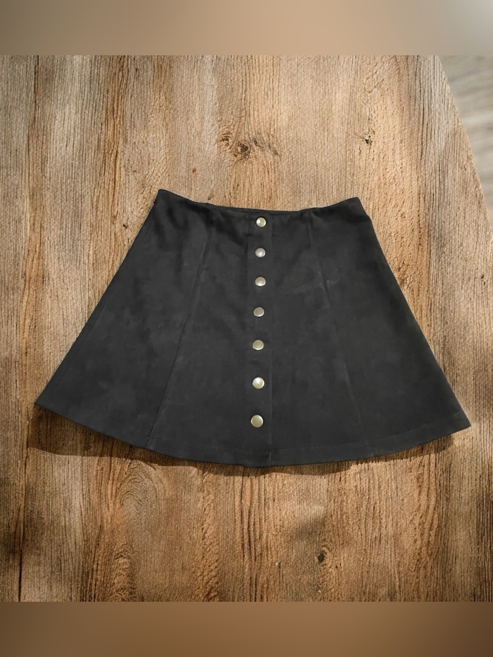 Black velour Medium button up skirt